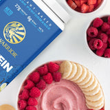 Sunwarrior etiqueta con lista de ingredientes orgánicos y sin alérgenos