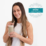 Sunwarrior primer plano del polvo con aroma churro atractivo y natural