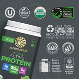 Sunwarrior etiqueta de ingredientes orgánicos y sin alérgenos