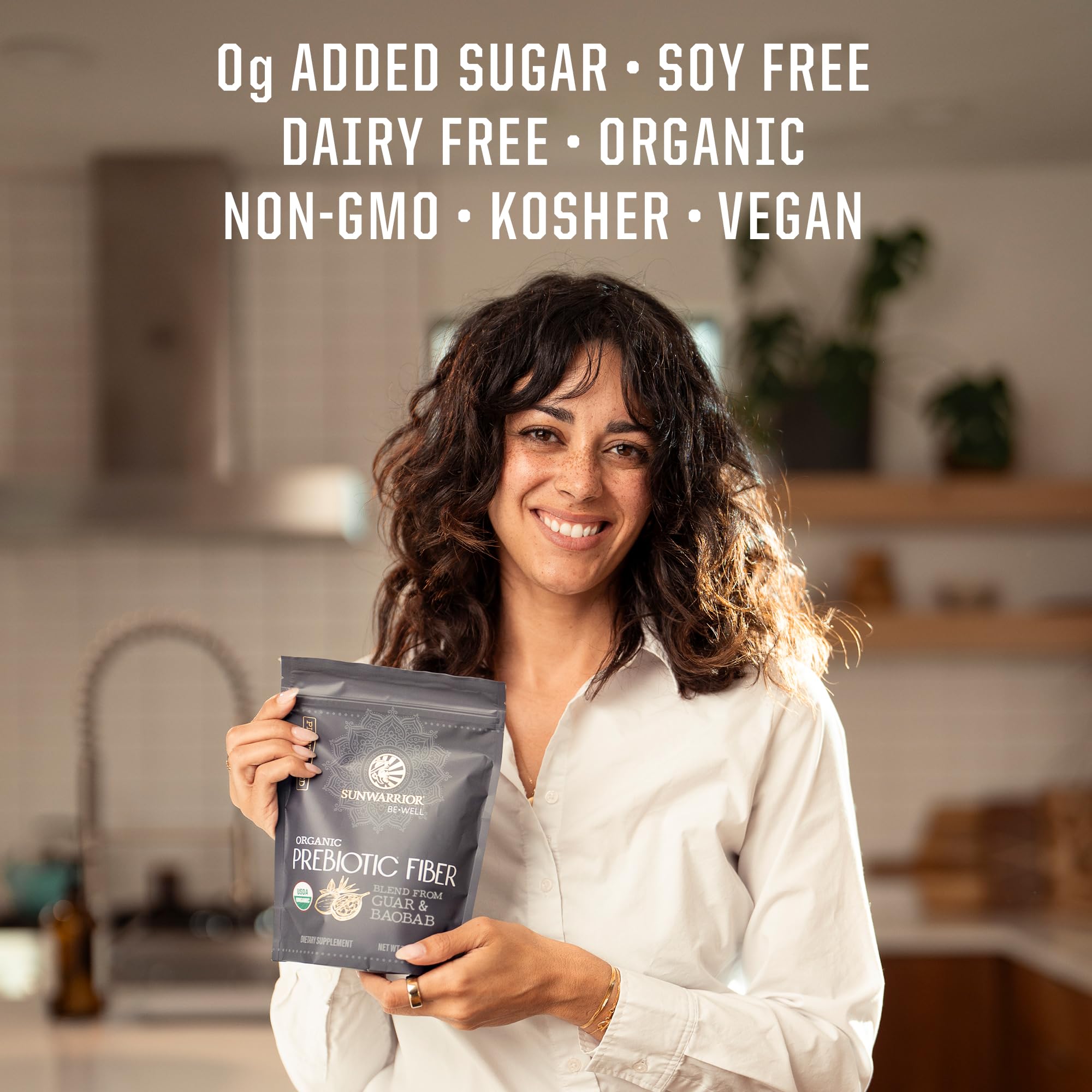 Sunwarrior etiqueta con ingredientes orgánicos y información clara