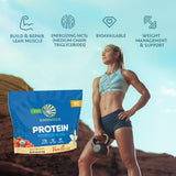 Etiqueta Sunwarrior con lista de ingredientes orgánicos y ausencia de alérgenos