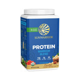 Etiqueta Sunwarrior con lista de ingredientes orgánicos y ausencia de alérgenos