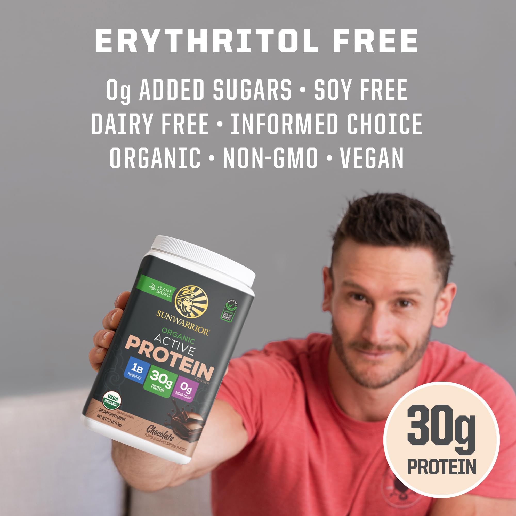 Sunwarrior etiqueta nutricional con información de aminoácidos y alérgenos