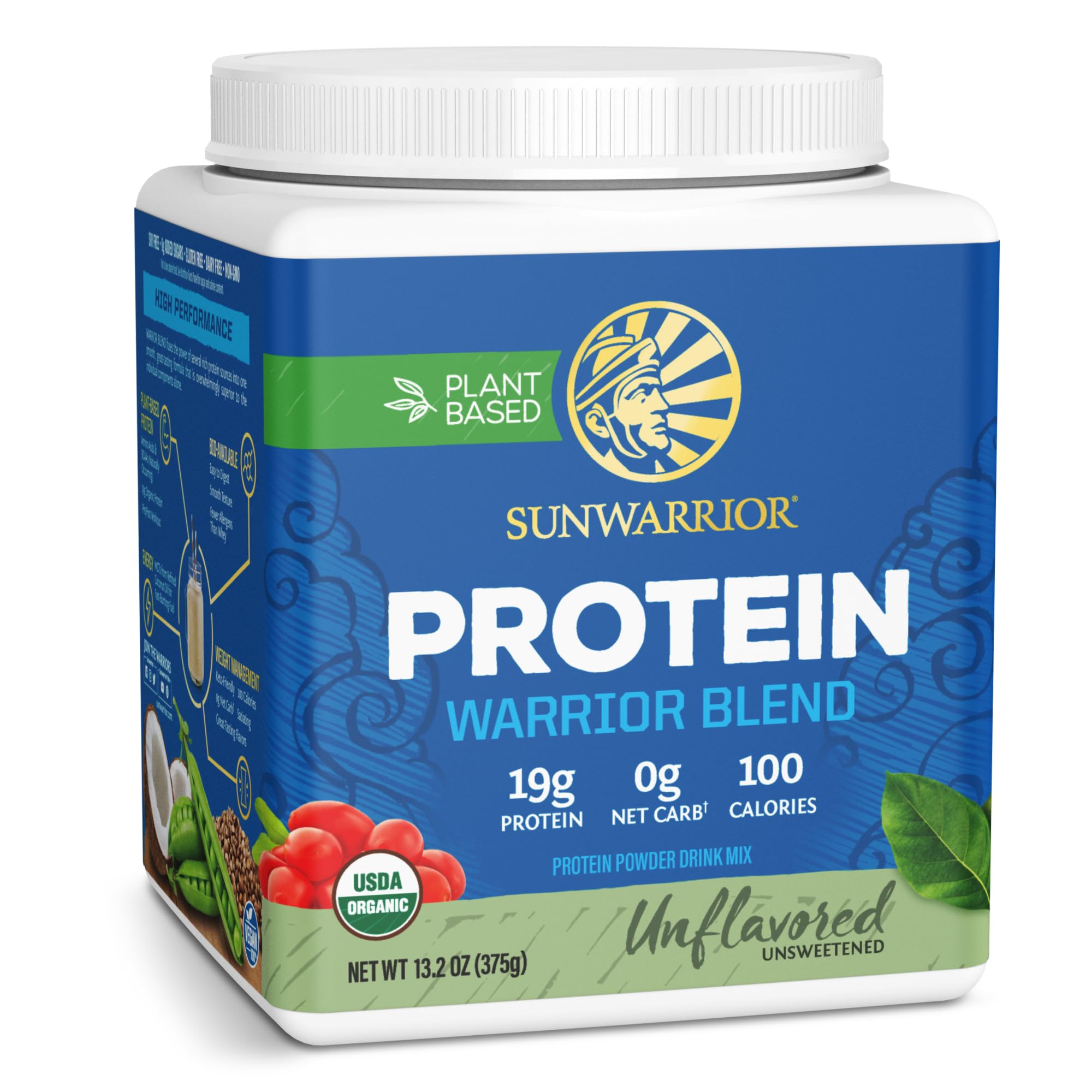 Sunwarrior envase frontal mostrando la marca y claridad de ingredientes