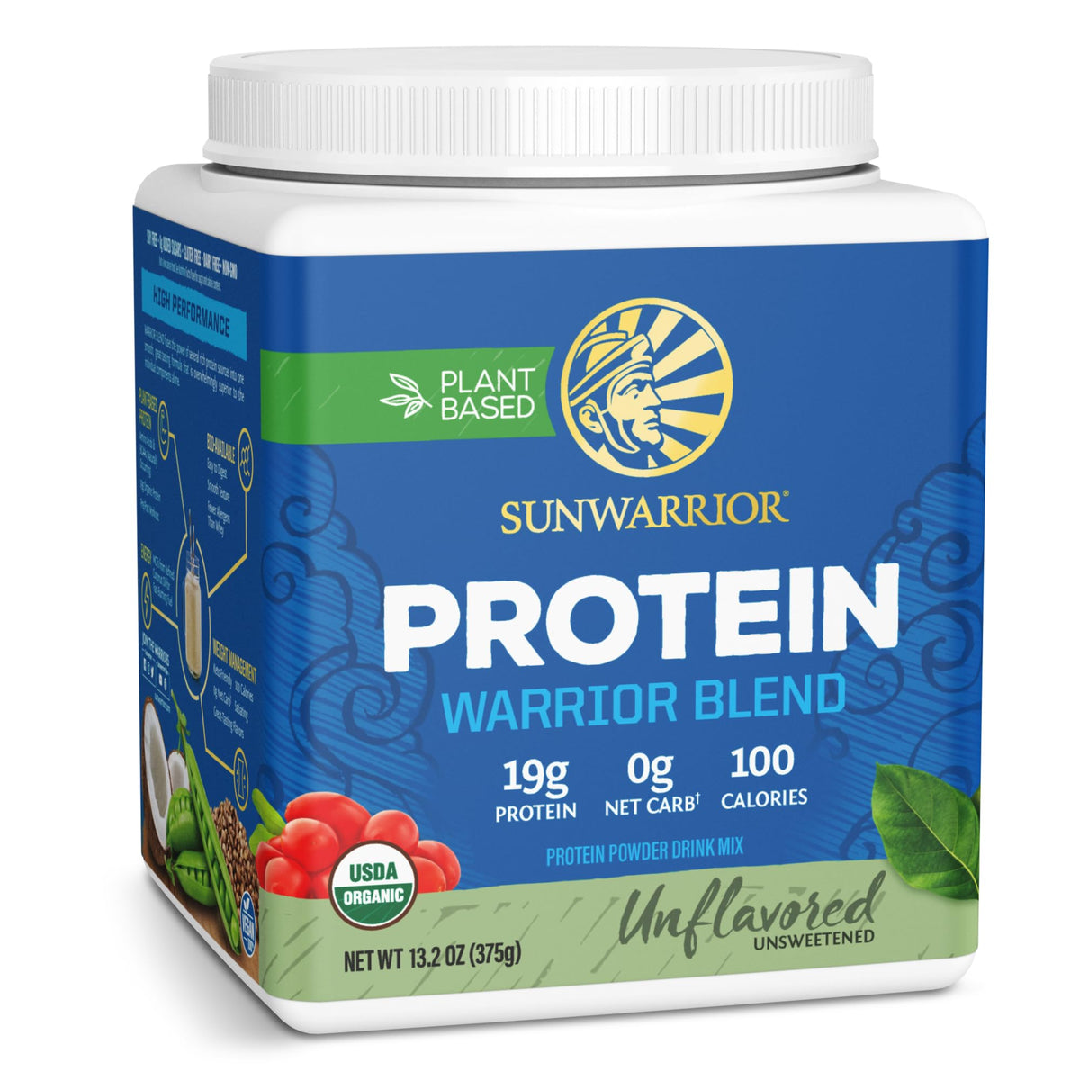 Sunwarrior envase frontal mostrando la marca y claridad de ingredientes