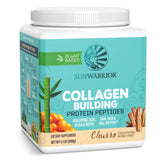 Sunwarrior vista frontal del envase con sabor churro y beneficios veganos