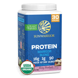 Sunwarrior envase frontal Warrior Blend Berry mostrando diseño y beneficios