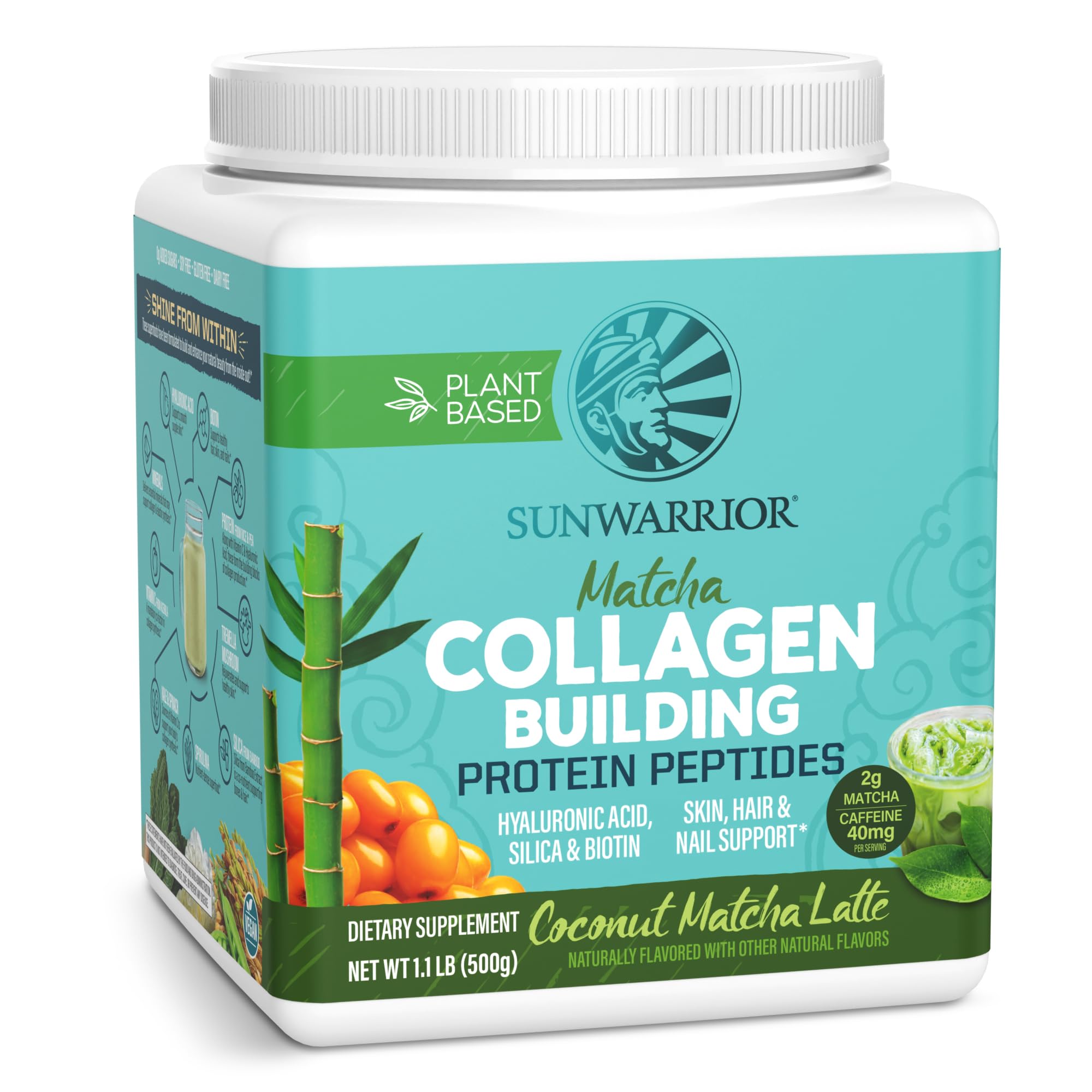 Sunwarrior envase frontal Coconut Matcha mostrando diseño y beneficio nutricional