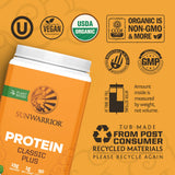 Sunwarrior batido preparado en licuadora para recuperación y energía
