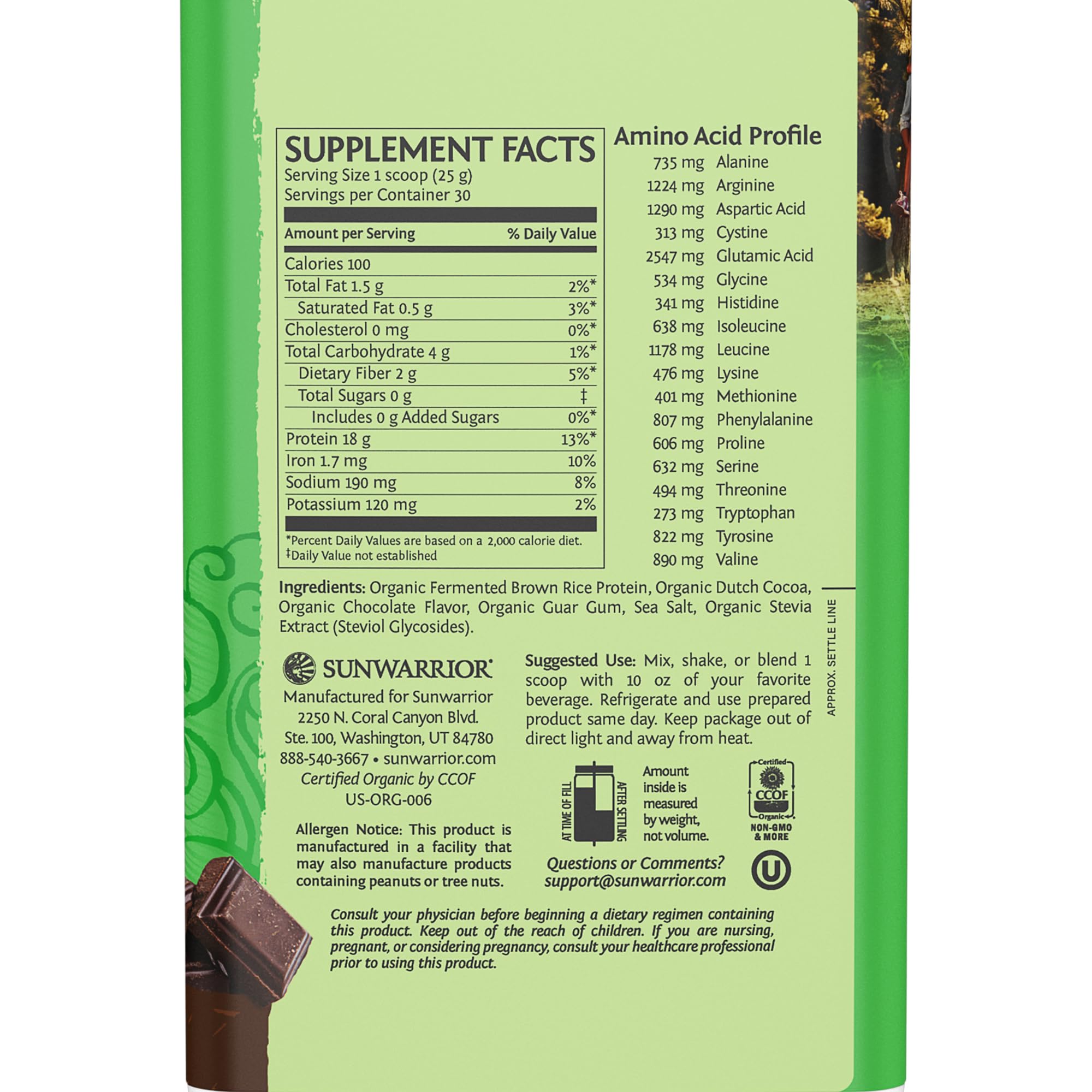 Sunwarrior primer plano de la textura del polvo fácil de mezclar y suave