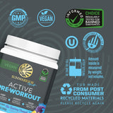 Sunwarrior bebida pre workout lista en vaso con hielo para hidratación