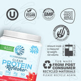 Sunwarrior vaso servido con hielo que resalta sabor refrescante