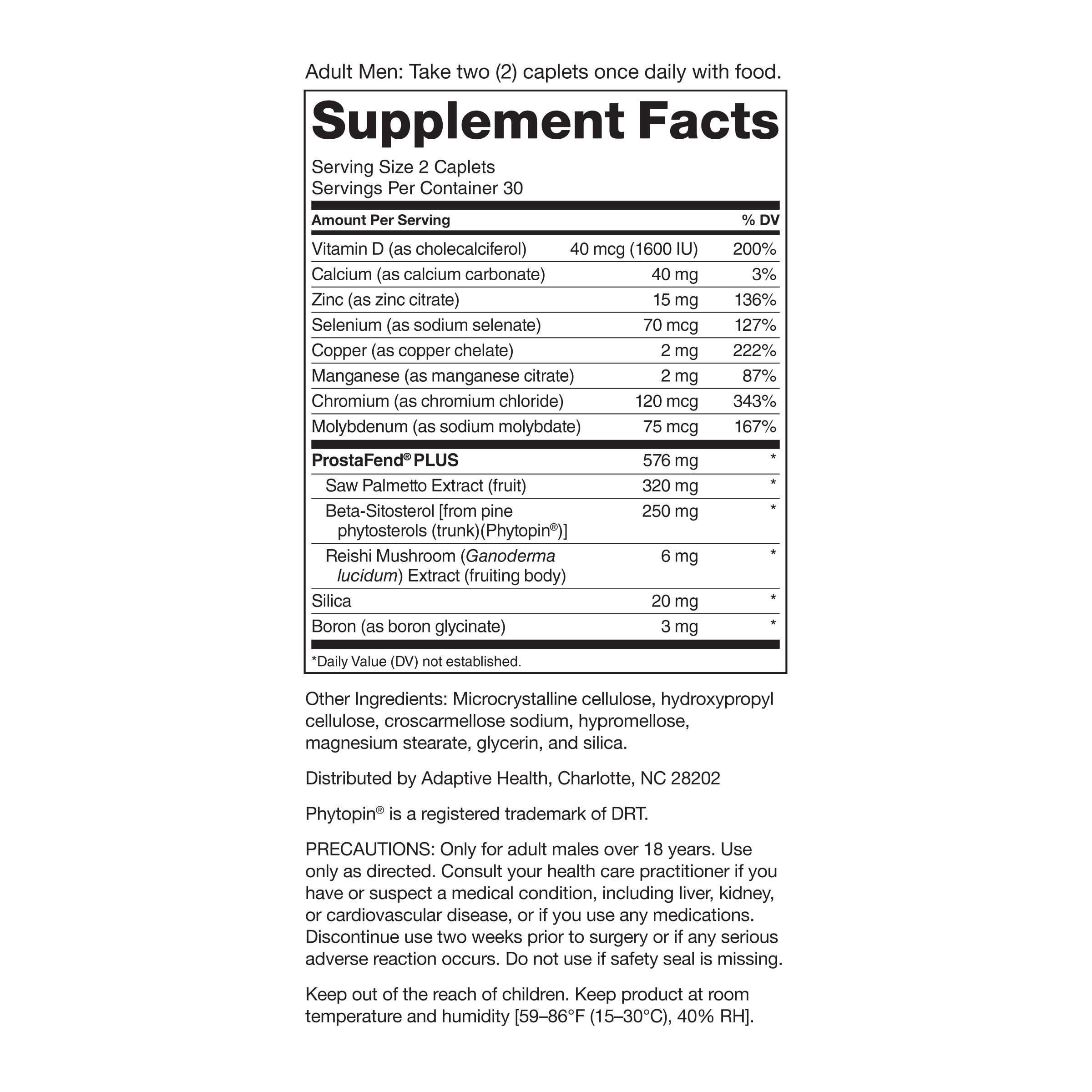 Primer plano de la etiqueta nutricional de SUPER BETA PROSTATE mostrando ingredientes y dosis