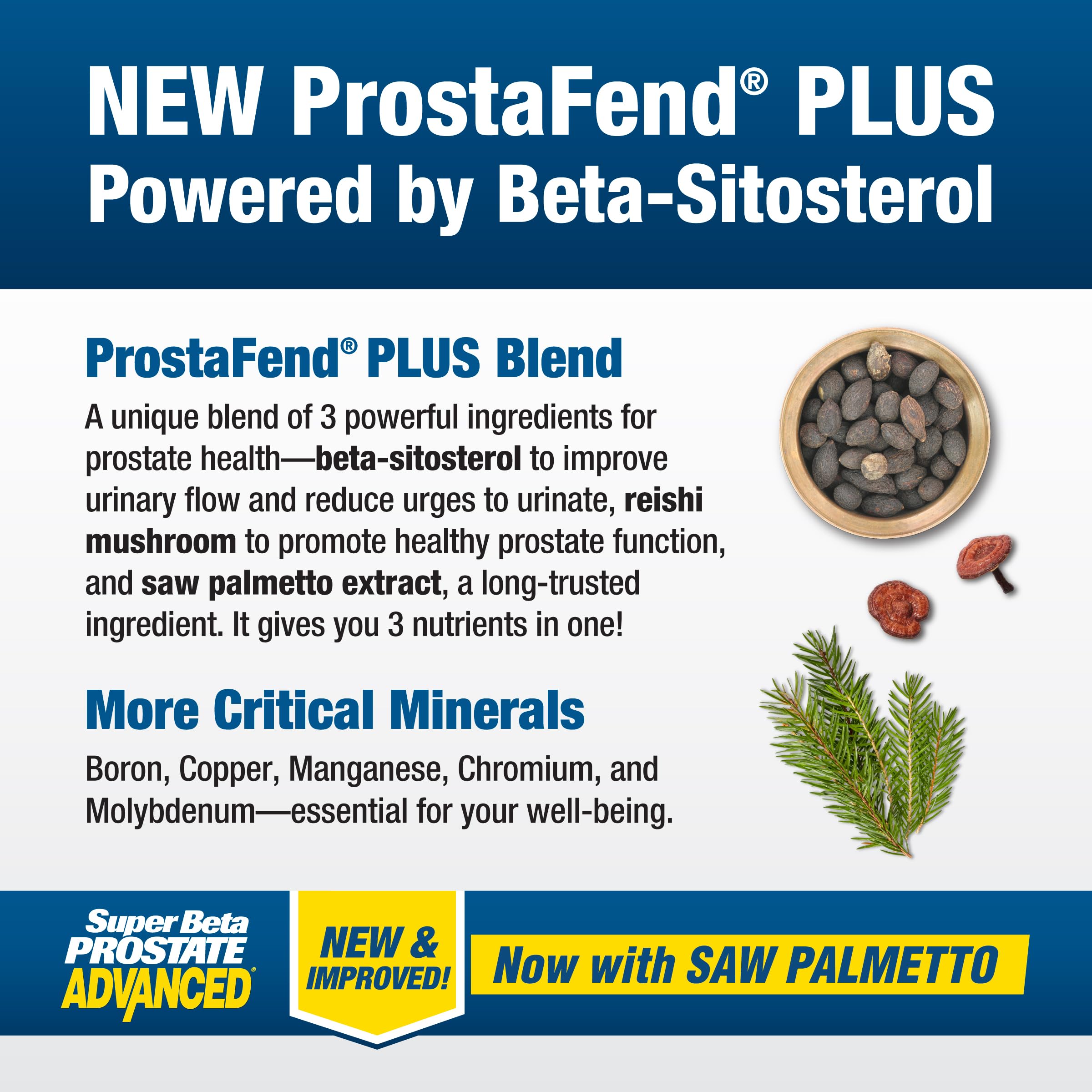 Illustración de ingredientes saw palmetto y reishi usados en SUPER BETA PROSTATE para apoyo prostático
