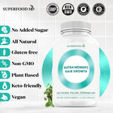 Superfood MD comparación visual antes y después mayor cobertura capilar