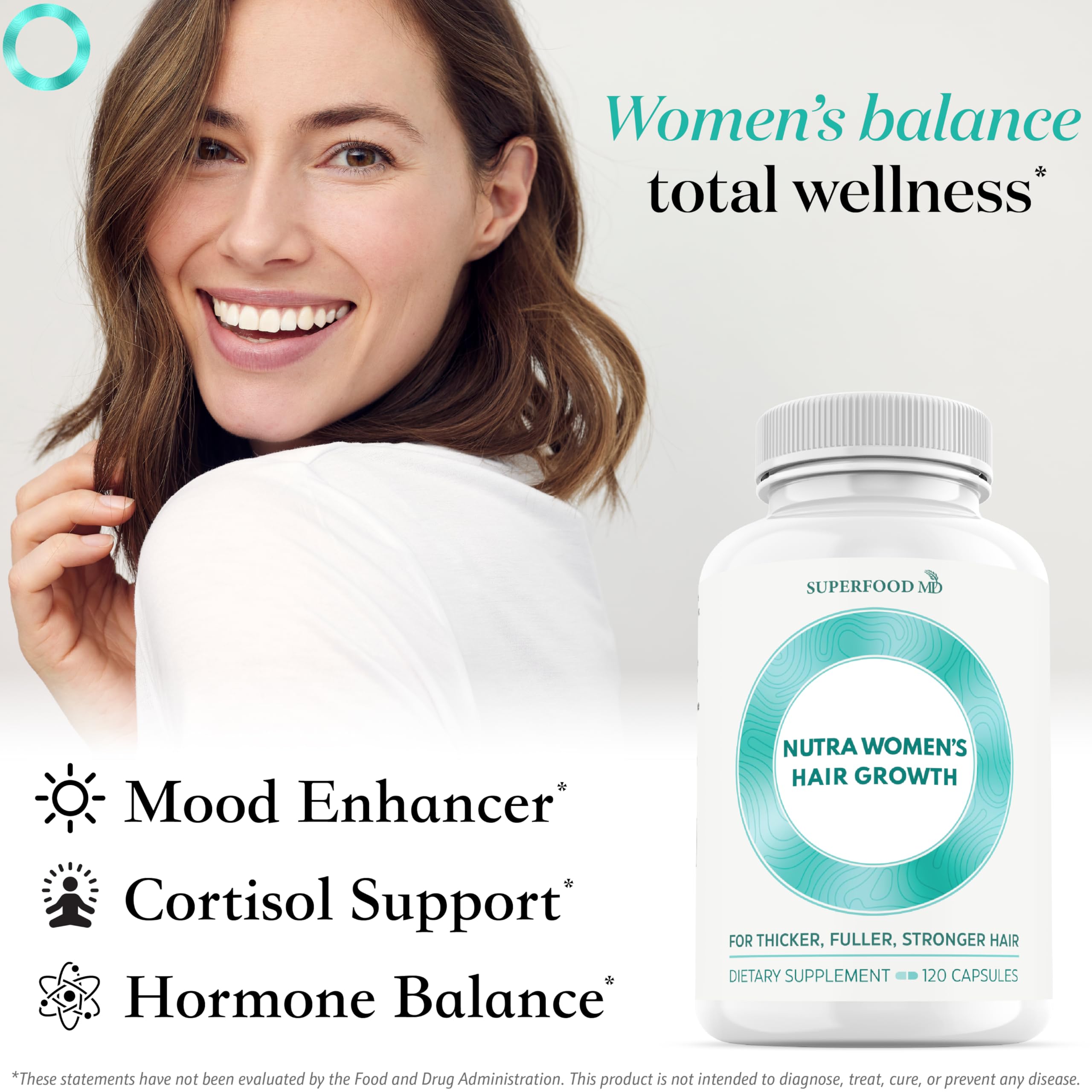 Superfood MD mujer de 45+ con cabello más voluminoso representando resultado