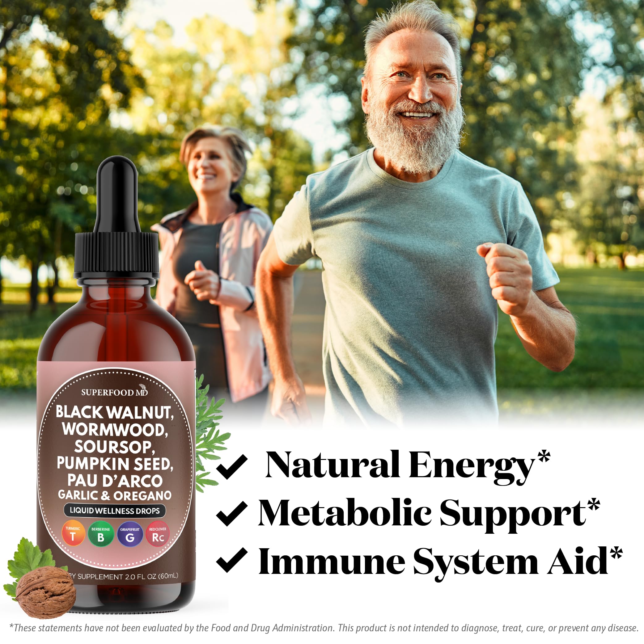 Detalle de etiqueta Superfood MD con lista de ingredientes visible