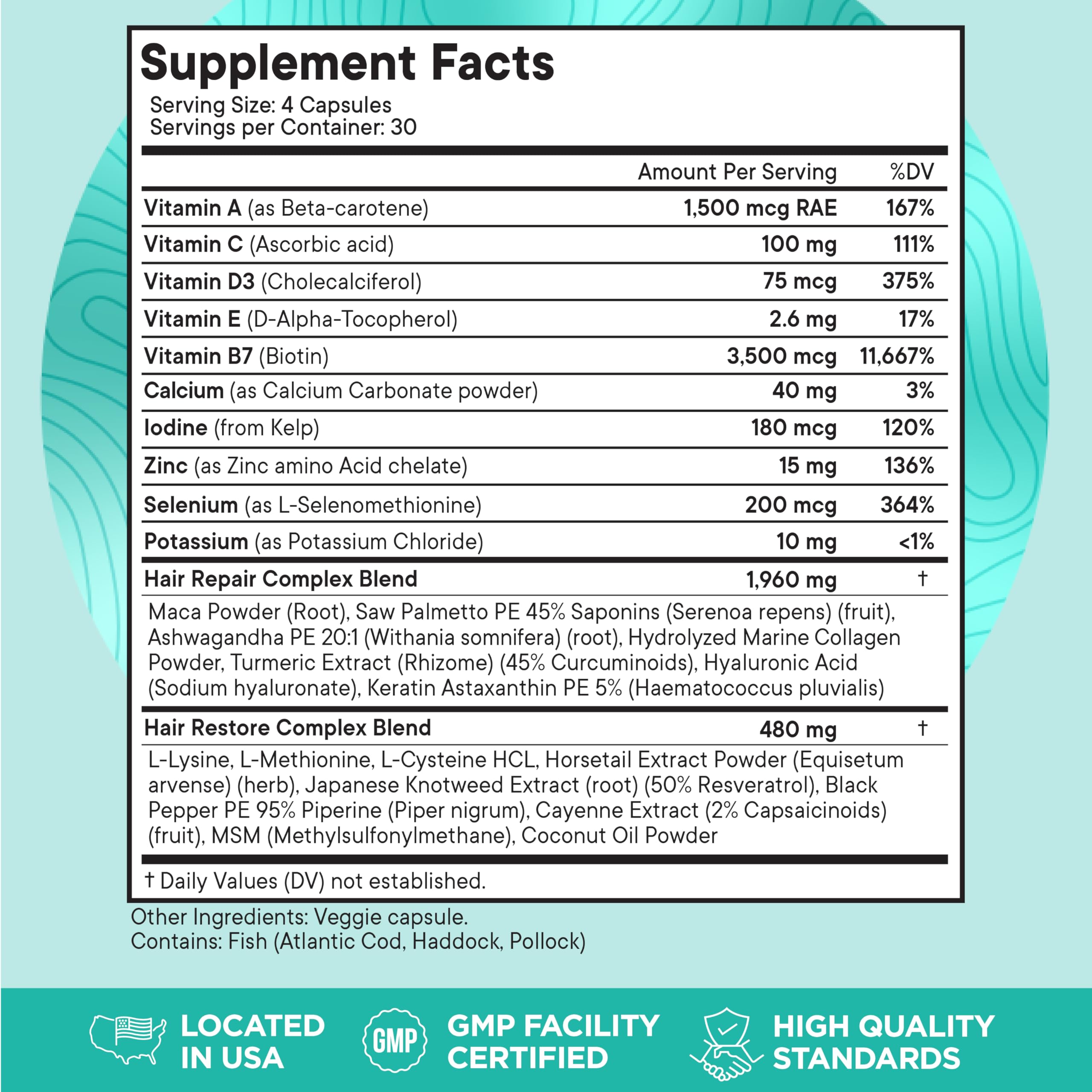 Superfood MD etiqueta de ingredientes enfocada en mezcla de 26 nutrientes