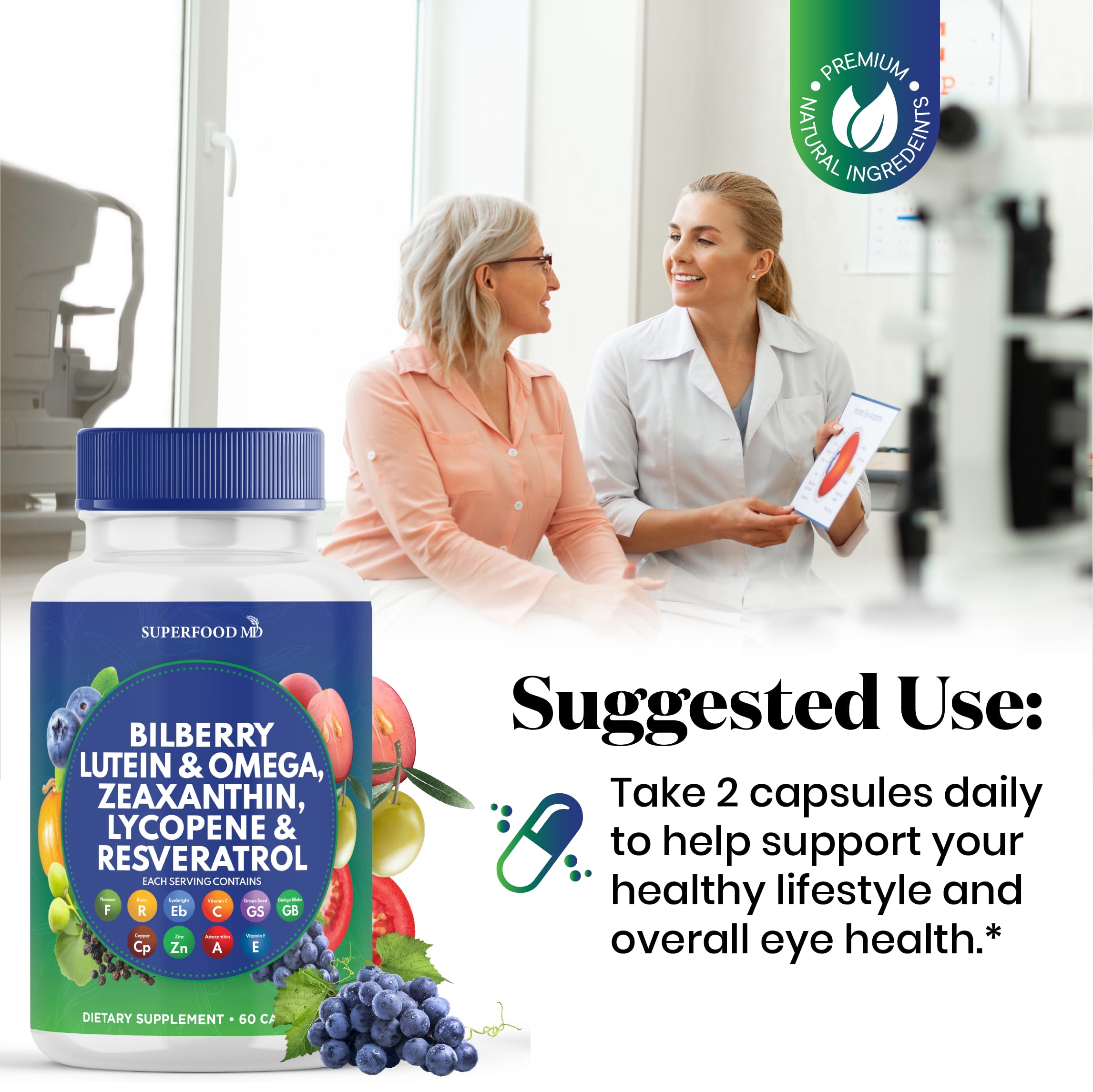 Superfood MD frasco abierto vista superior con cápsulas visibles