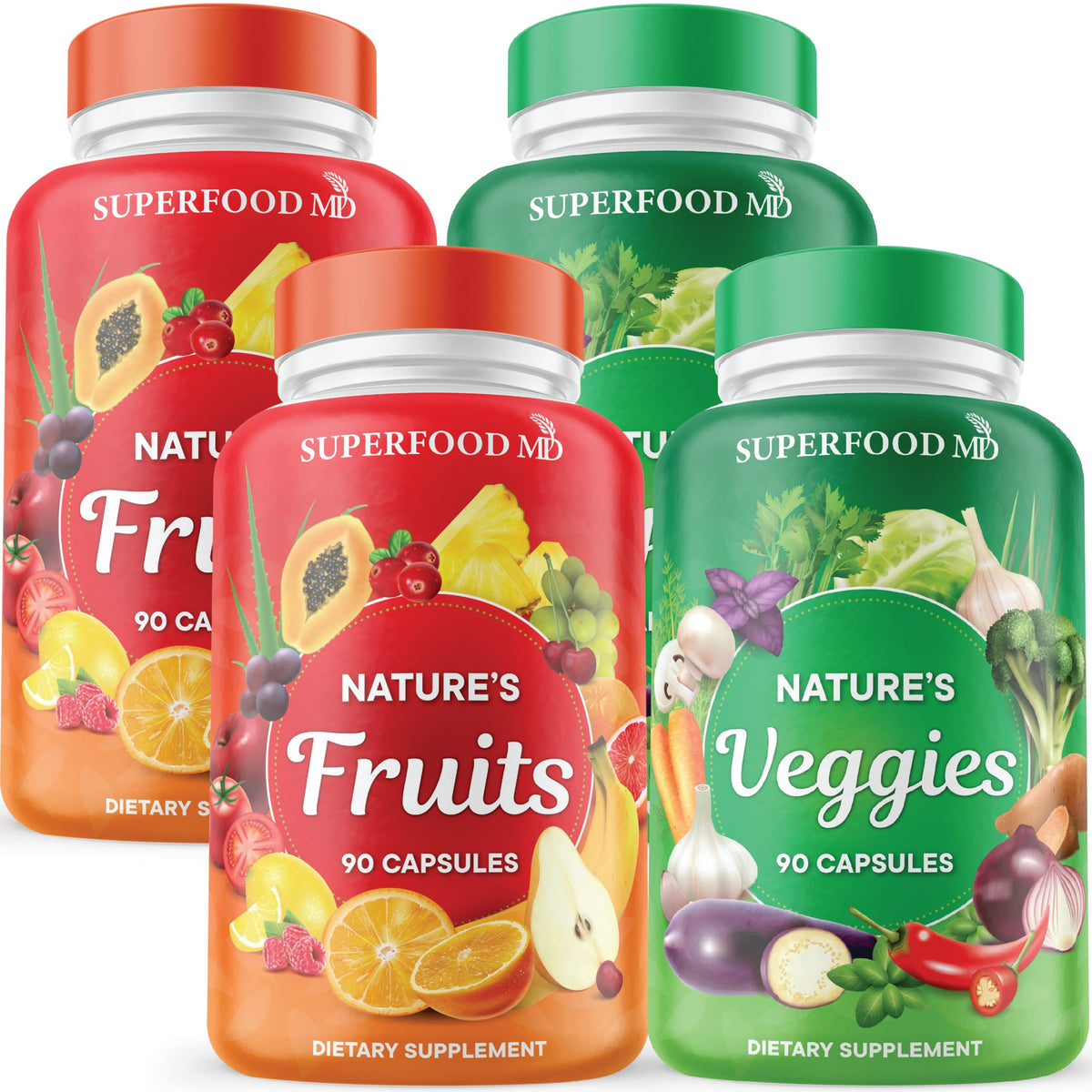 Superfood MD frente del frasco mostrando etiqueta y diseño claramente