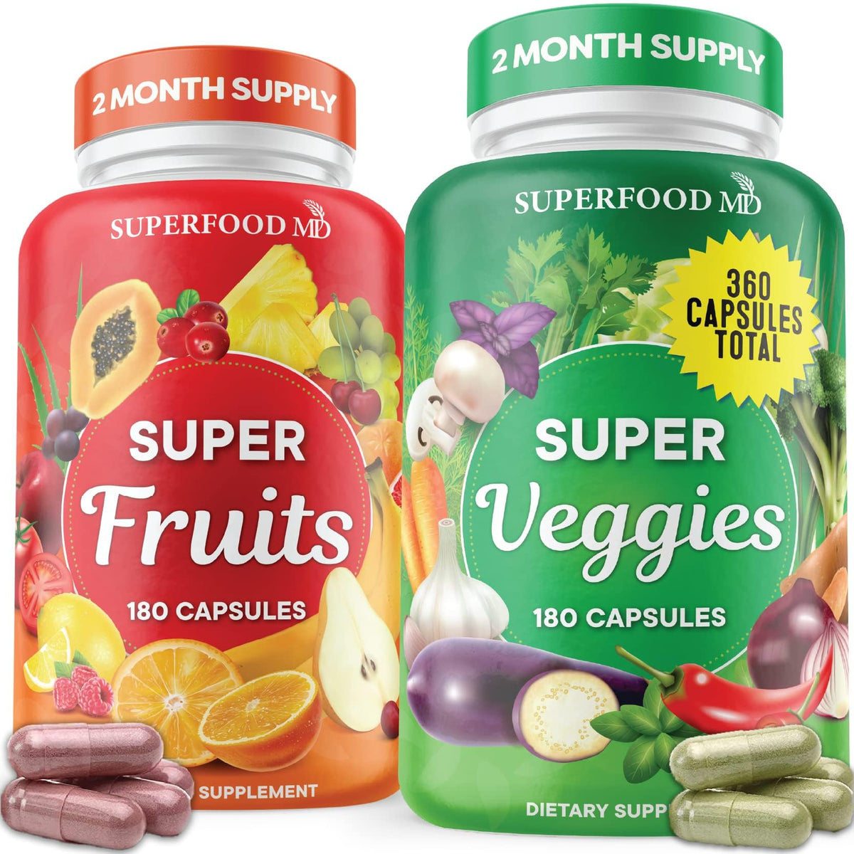 Superfood MD vista frontal del empaque y beneficios visuales