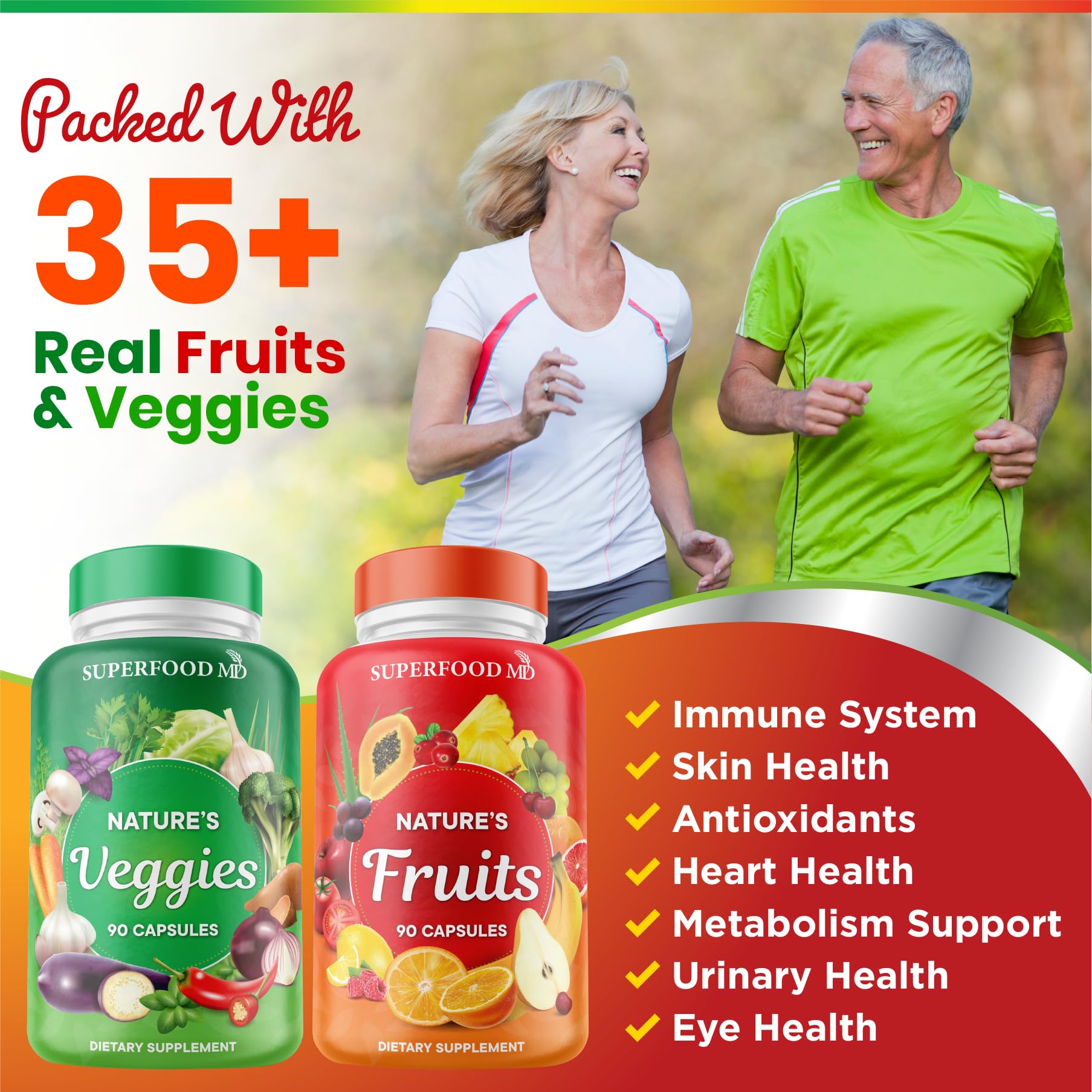 Superfood MD selección de frutas y verduras usadas en la fórmula