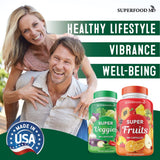 Superfood MD etiqueta con lista de más de 35 frutas y verduras