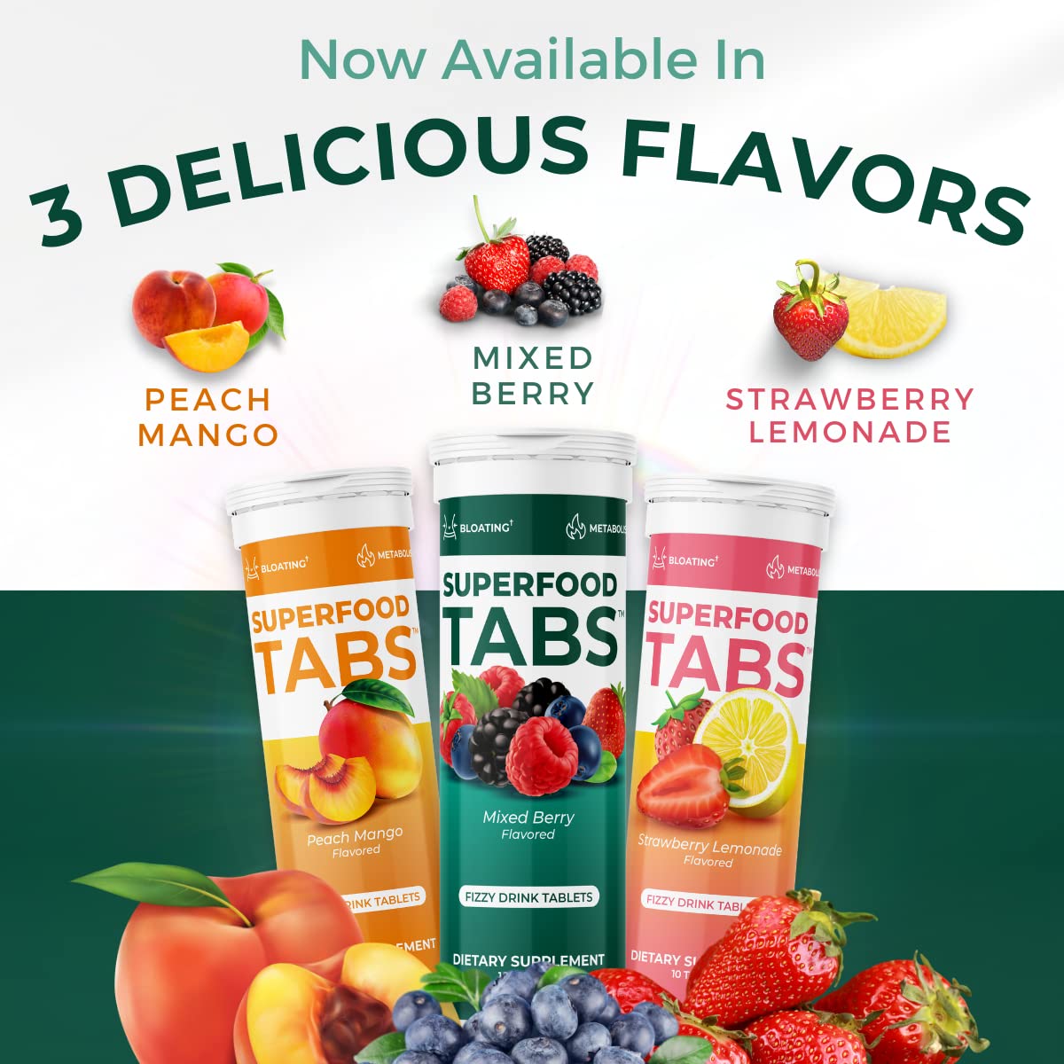 Superfood Tabs comparación de tamaño en mano, portátil para viaje