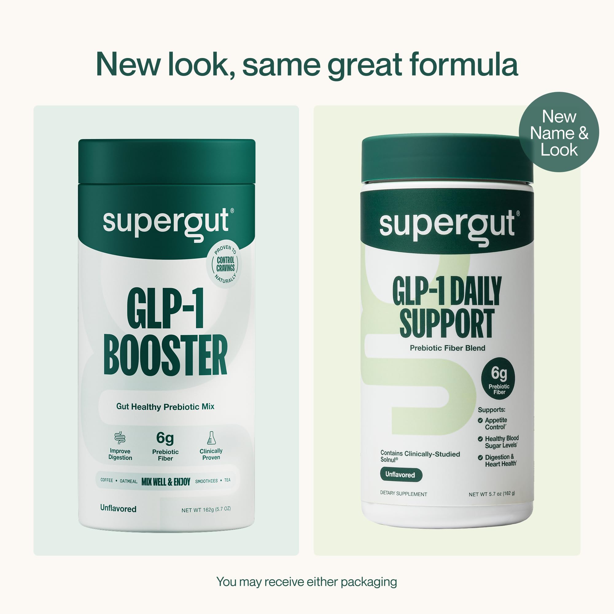 Supergut etiqueta nutricional que destaca 6 g de fibra por porción