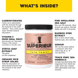 Superieur detalles de etiqueta con ingredientes marinos y vegetales