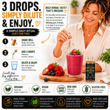 SUPERIOR FULVIC HUMIC X935 gotas añadidas a batido, mezcla fácil y sabor intenso