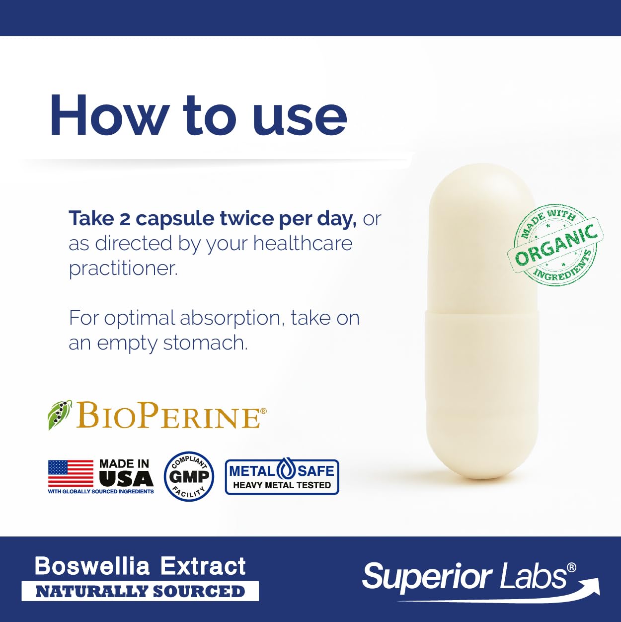 Superior Labs cápsula vegetal cerrada destacando fórmula sin rellenos