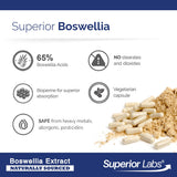 Superior Labs etiqueta con datos de 65% ácidos boswélicos y sin aditivos