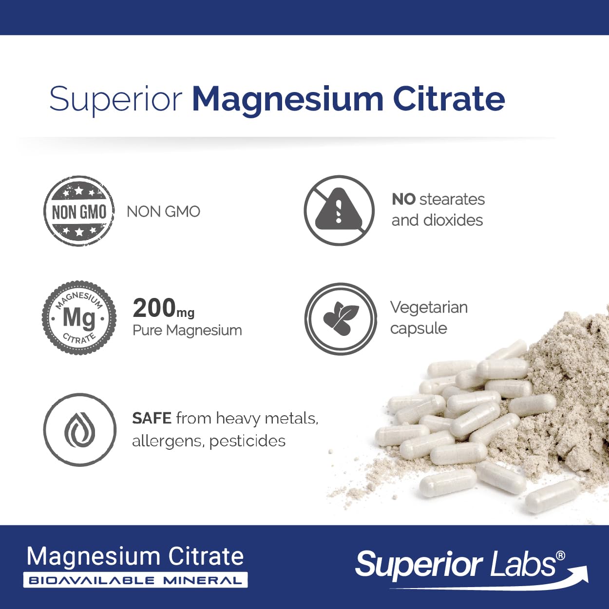 Superior Labs etiqueta informativa con lista de ingredientes y sin aditivos