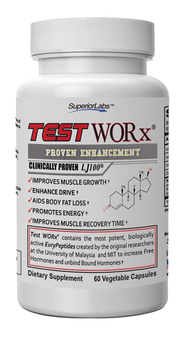 Superior Labs Test Worx vista frontal mostrando el envase y beneficios