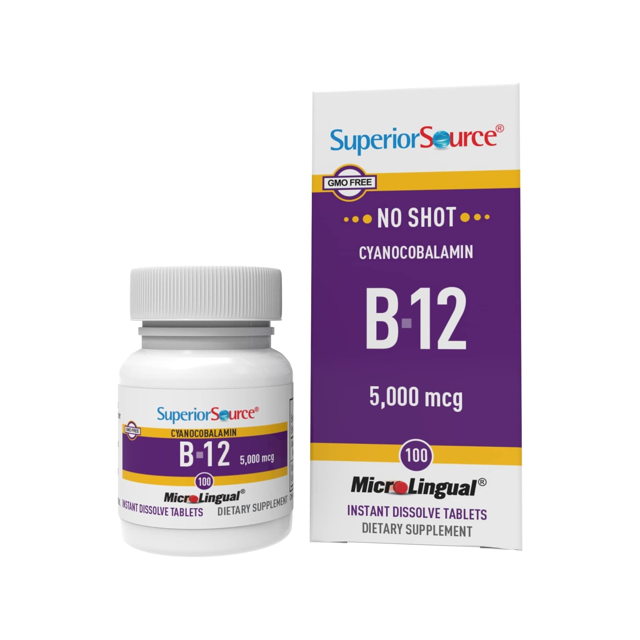 Superior Source frente del empaque mostrando 5,000 mcg y beneficio práctico