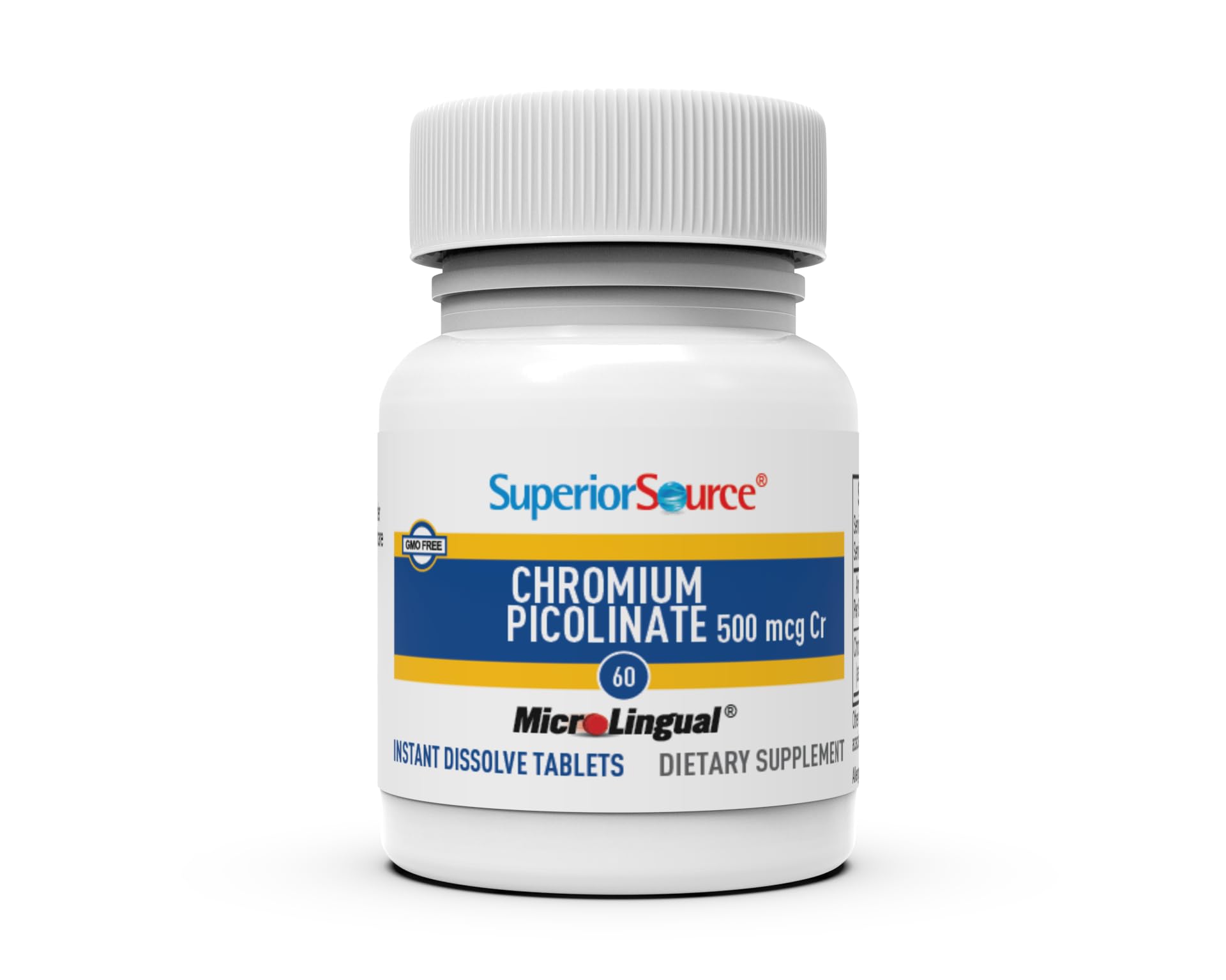Superior Source detalle de la etiqueta con información de 500 mcg y picolinato