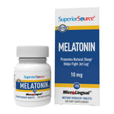 Superior Source envase frontal que muestra melatonina 10 mg y cantidad