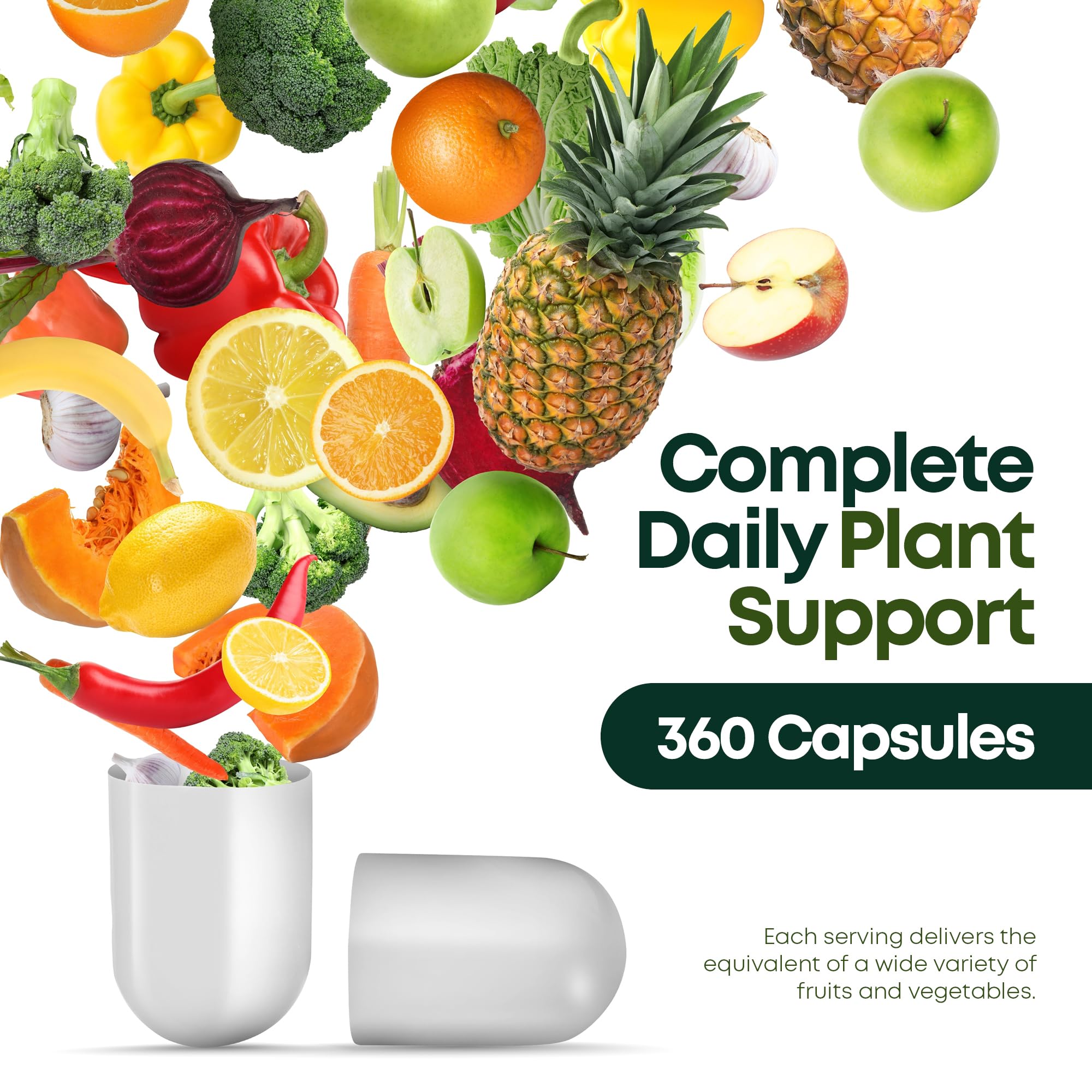 Supermed Research mezcla de frutas en tazón ilustrativo, muestra variedad de compuestos