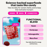 Etiqueta nutricional de SuperMush Daily Passion con información clara y transparente