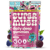 SuperMush frontal del envase mostrando gominolas y beneficio relajación