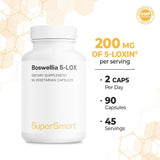 Etiqueta Supersmart 5‑Loxin con lista de ingredientes y dosis clara