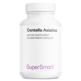 Supersmart frasco frontal de Centella asiatica mostrando etiqueta clara y beneficios