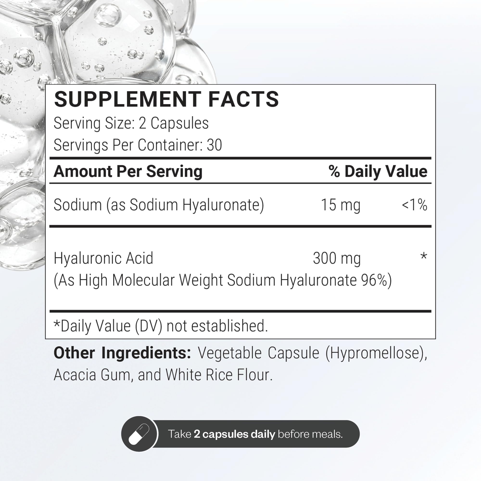 Supersmart etiqueta con información de 300 mg diarios y alto peso molecular