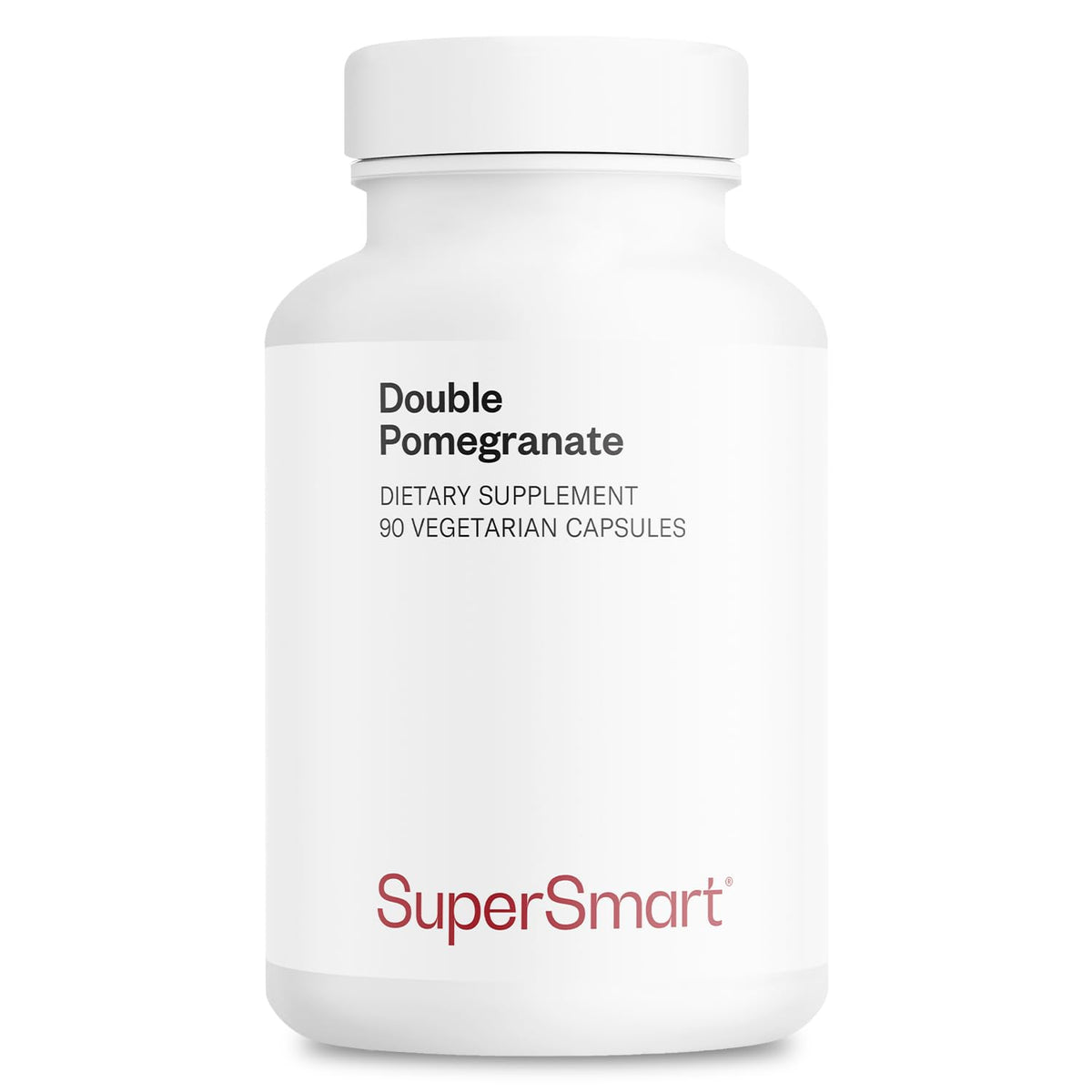 Supersmart Double Pomegranate frasco frontal mostrando diseño y cantidad
