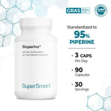 Supersmart etiqueta con información nutricional y concentración de piperina 95%