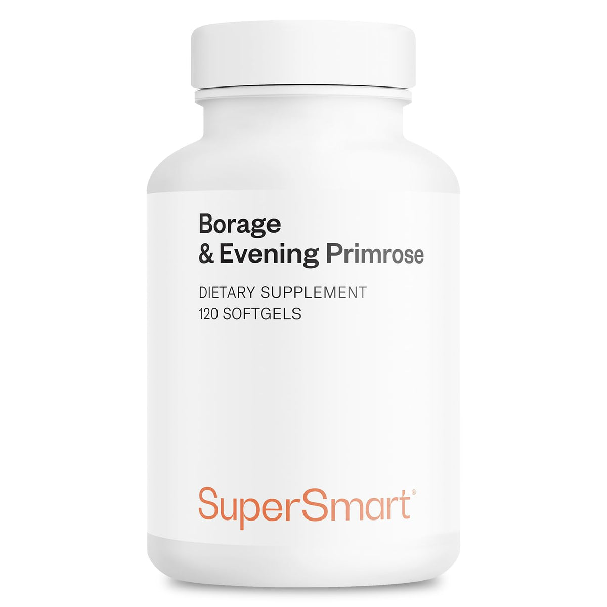 Supersmart frasco frontal del producto mostrando 120 softgels y etiqueta clara
