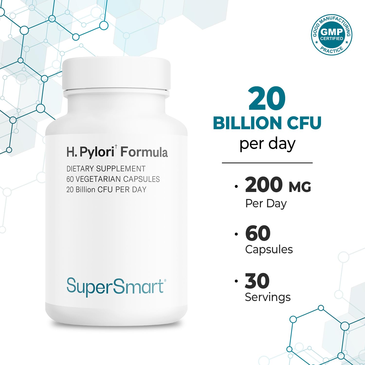 Supersmart cápsula en la mano para demostrar la dosis y conveniencia diaria