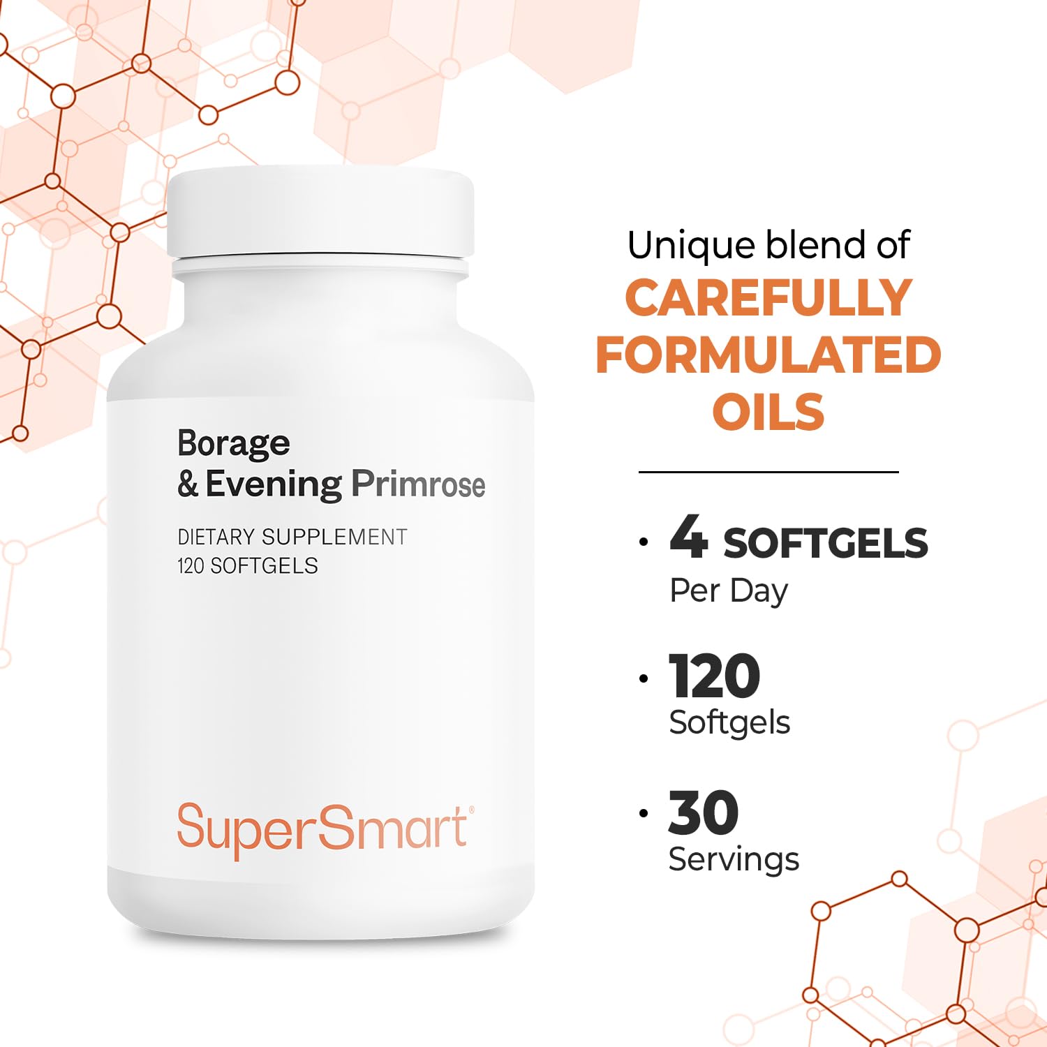 Supersmart aceites de borraja y onagra prensados en frío en envase transparente