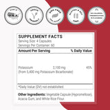 Etiqueta de Supersmart Potassium Bicarbonate con ingredientes y dosis